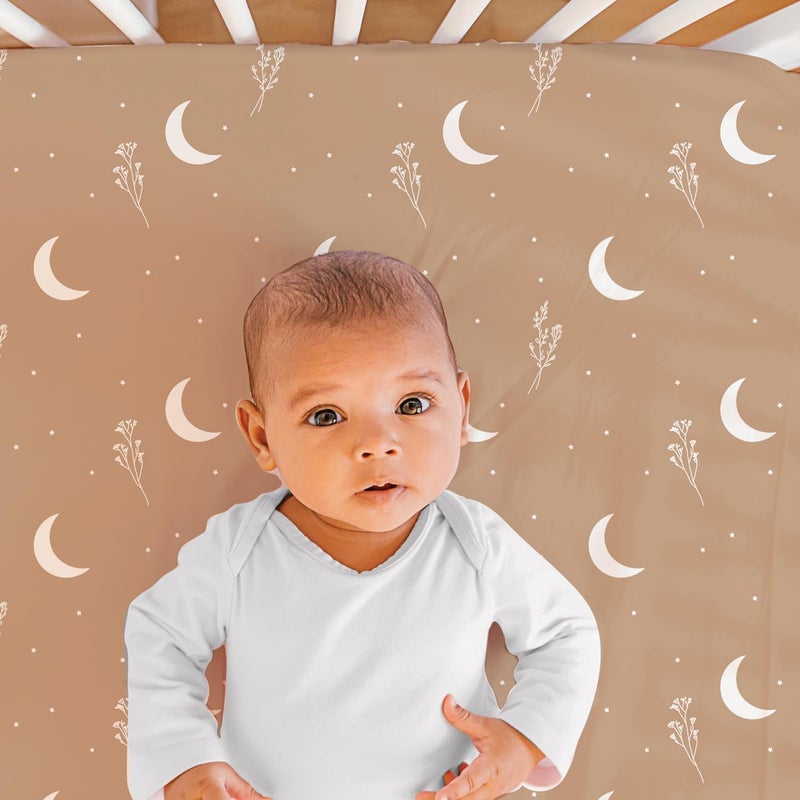 The Peanut Shell The Peanutshell 3 Piece Baby Crib Bedding Set for Boys  Girls  Newborn Infant  Toddler Nursery Bed Set Decor with Fitted Crib Sheet Dust Ruffle Comforter  Boho Celestial - Image 3