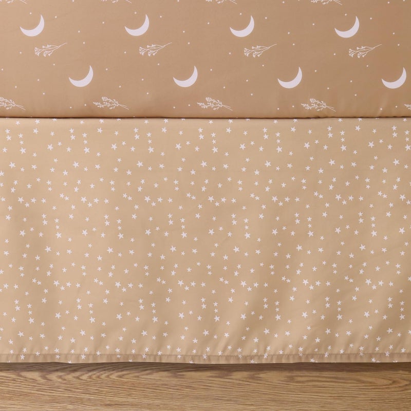 The Peanut Shell The Peanutshell 3 Piece Baby Crib Bedding Set for Boys  Girls  Newborn Infant  Toddler Nursery Bed Set Decor with Fitted Crib Sheet Dust Ruffle Comforter  Boho Celestial - Image 4