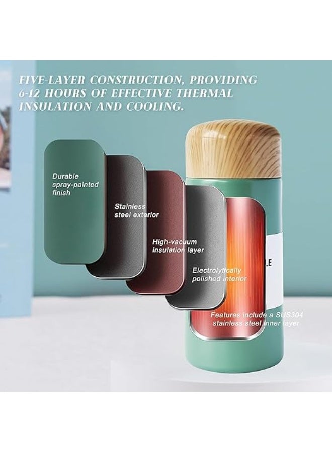 جروب تايجر قارورة حرارية صغيرة سعة 150 مل للقهوة والشاي والحليب، قارورة صغيرة للمشروبات الساخنة والباردة، زجاجة مياه صغيرة من الستانلس ستيل 304، كوب محمول بتفريغ الهواء للعمل والسفر (زهري، 150 مل) - Image 4