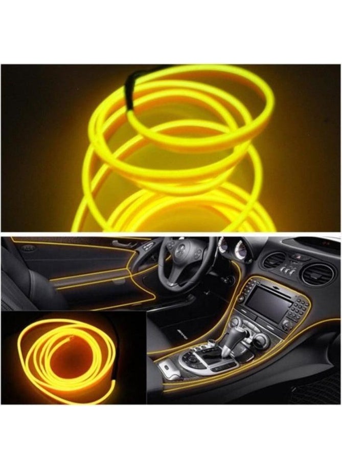 Techmaster Interior Dashboard Strip LED Colored Rope Neon LED 3 Meters Yellow  - Image 2