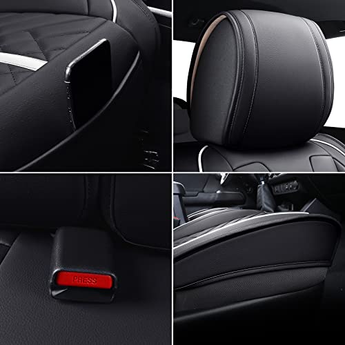 Tomatoman Toyota Tacoma Seat Covers Compatible with 2005-2022 2023 2024 Truck Access Crew Double Cab TRD Offroad SR5 V6 Car Cushions(Full Set/Black-White) - Image 5