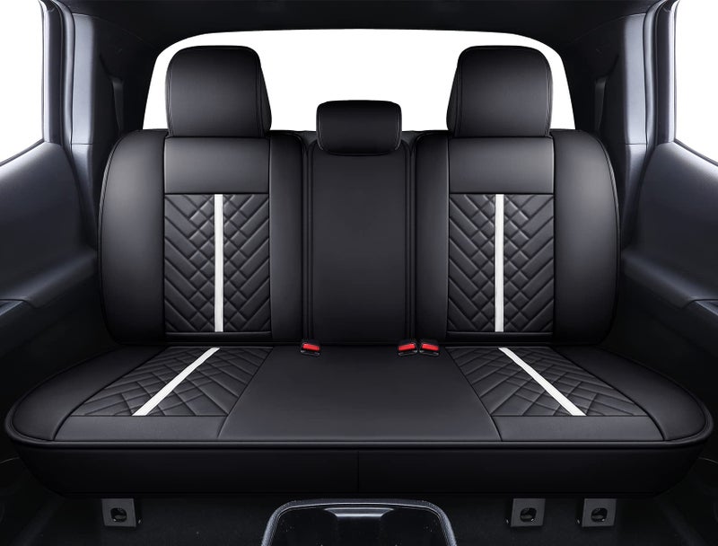 Tomatoman Toyota Tacoma Seat Covers Compatible with 2005-2022 2023 2024 Truck Access Crew Double Cab TRD Offroad SR5 V6 Car Cushions(Full Set/Black-White) - Image 3