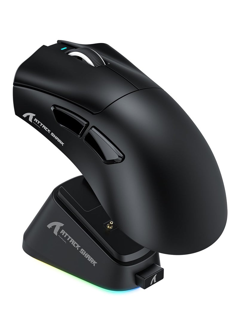 هجوم القرش ماوس ألعاب لاسلكي V3PRO للألعاب الإلكترونية مع قاعدة شحن مغناطيسية: خفيف الوزن 62 جرامًا - 1 كيلو بايت من الاستطلاع - 25 كيلو بايت من نقطة لكل بوصة - مستشعر PAW3311، سلكي/بلوتوث/2.4 جيجا هرتز قابل للبرمجة، BK52820 IC لأجهزة الكمبيوتر المحمولة واللاعبين - Image 1