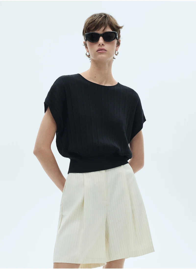 مانجو Casual Textured Knit Top