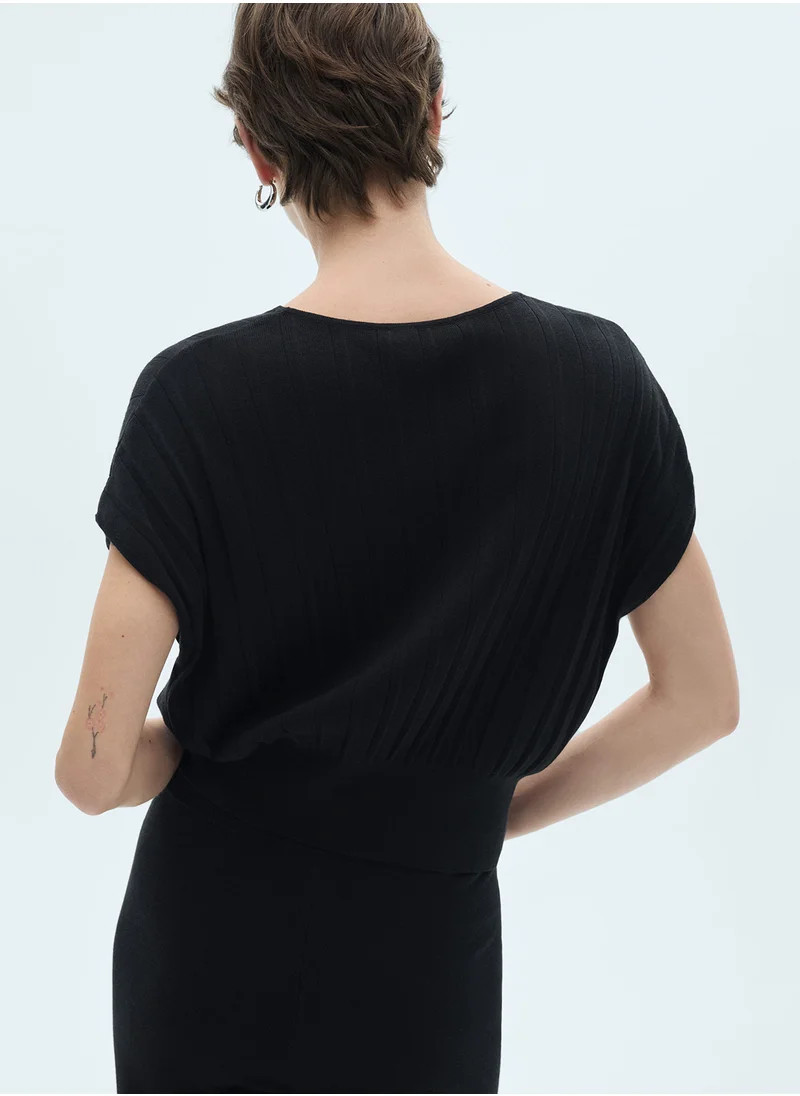 مانجو Casual Textured Knit Top