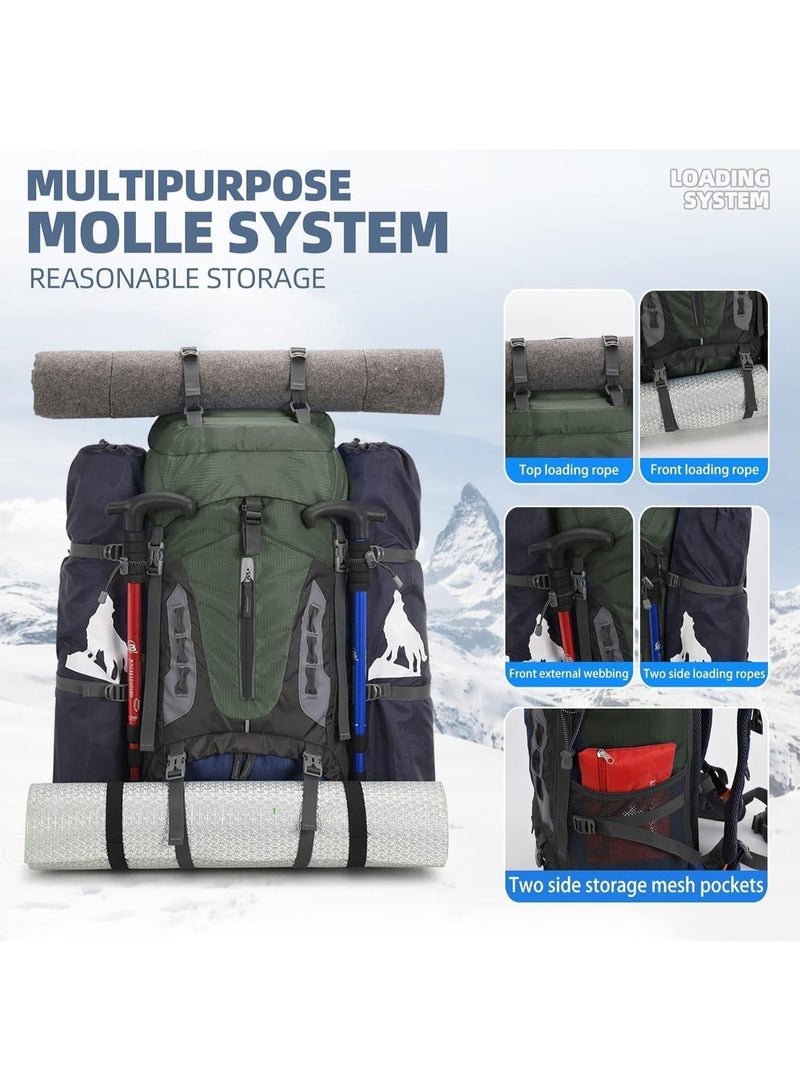 YOUWE7 حقيبة ظهر YOUWE7 للمشي لمسافات طويلة بسعة 60 لترًا، حقيبة ظهر كبيرة مقاومة للماء للتخييم للرجال والنساء، حقيبة ظهر خفيفة الوزن بدون إطار للتخييم، - Image 3