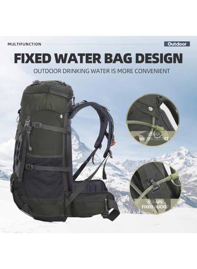 YOUWE7 حقيبة ظهر YOUWE7 للمشي لمسافات طويلة بسعة 60 لترًا، حقيبة ظهر كبيرة مقاومة للماء للتخييم للرجال والنساء، حقيبة ظهر خفيفة الوزن بدون إطار للتخييم، - Image 4