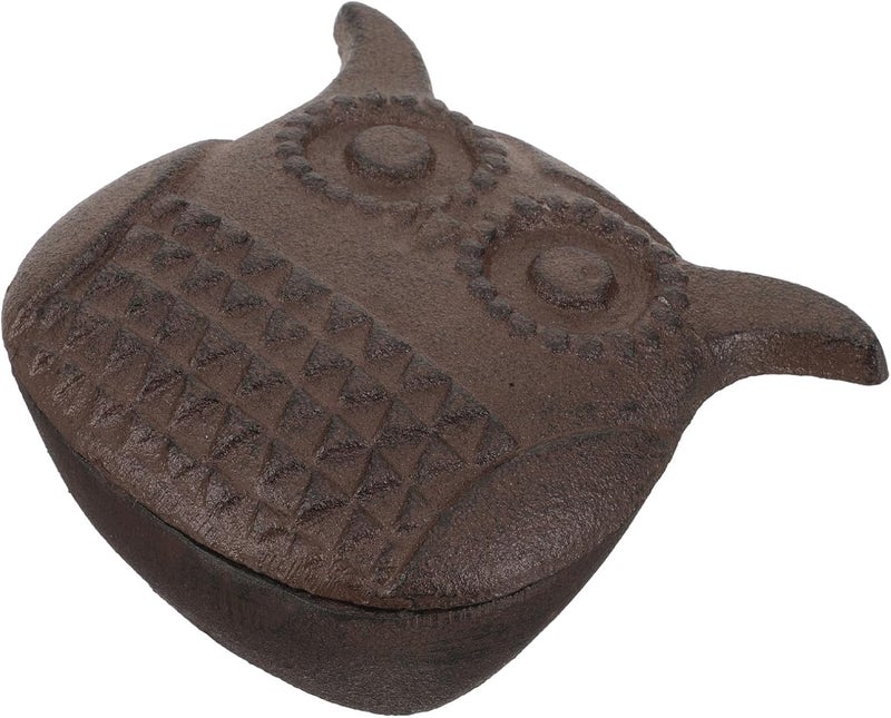CHILDWEET Owl Shape Hidden Key Storage Box Cast Iron Outdoor Garden Decor Secure Extra Key Holder - Image 1