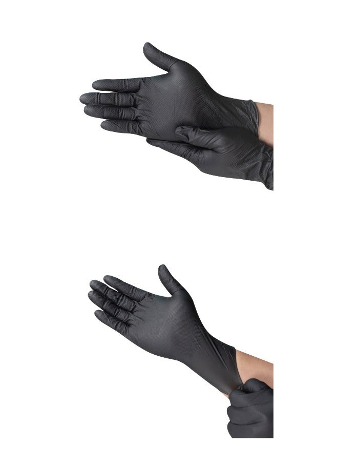 Heavy Duty Nitrile Gloves, 10 mil Thick, 2 Pack, 100 per Pack, Diamond Textured Grip, Latex Free, Food Safe, Household