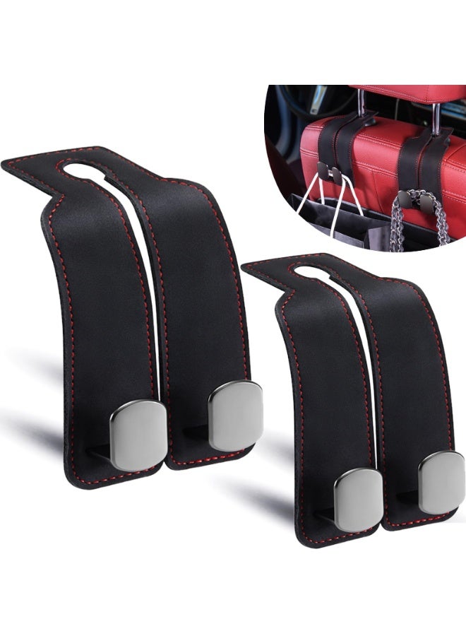 Chabeia 2pcs Black,Leather Car Back Seat Organizer Hooks, Headrest Hooks ,Car Hand Bag Hooks, Toy Organizer Hooks,Car Seat Back Storage Hook, Car Purse Hook, Car Seat Hooks for Headrest,Purses ,Bags - Image 1