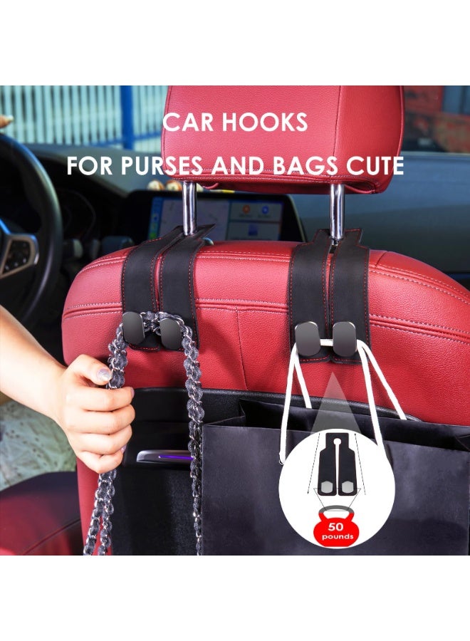 Chabeia 2pcs Black,Leather Car Back Seat Organizer Hooks, Headrest Hooks ,Car Hand Bag Hooks, Toy Organizer Hooks,Car Seat Back Storage Hook, Car Purse Hook, Car Seat Hooks for Headrest,Purses ,Bags - Image 3