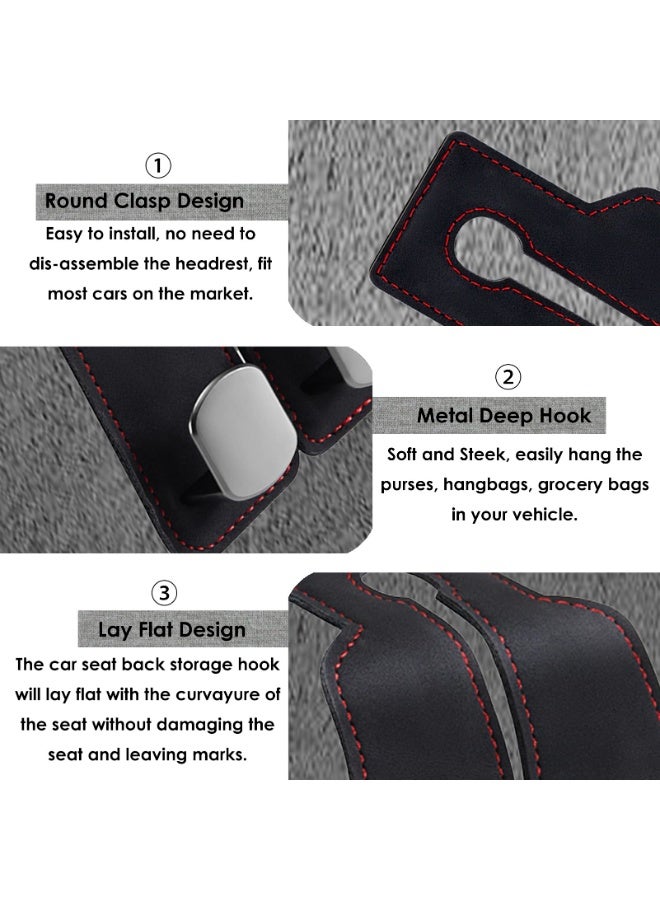 Chabeia 2pcs Black,Leather Car Back Seat Organizer Hooks, Headrest Hooks ,Car Hand Bag Hooks, Toy Organizer Hooks,Car Seat Back Storage Hook, Car Purse Hook, Car Seat Hooks for Headrest,Purses ,Bags - Image 4