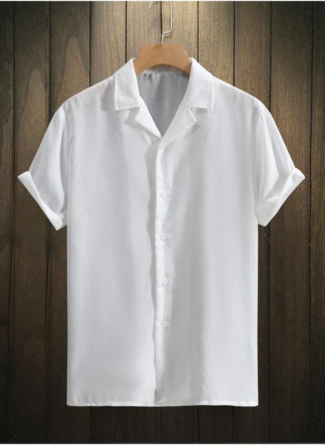 Styli Solid Short Sleeve Button Up Shirt