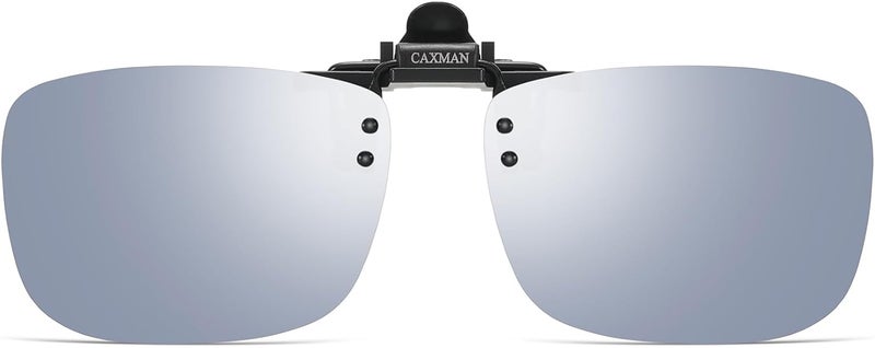 CAXMAN Polarized Clip-on Flip Up Metal Clip Rimless Sunglasses for Prescription Glasses - Image 1