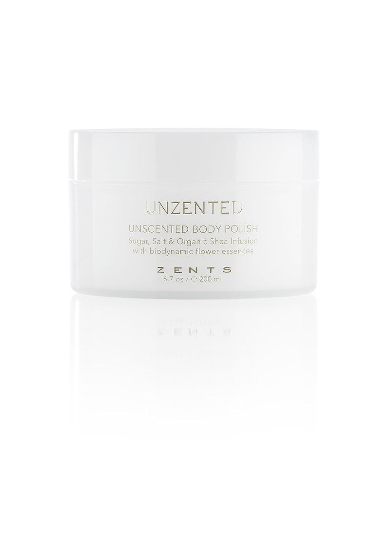zents ZENTS Body Polish Exfoliating Salt  Sugar Body Scrub with Organic Shea Butter Unzented Fragrance Free for Sensitive Skin 67 oz 