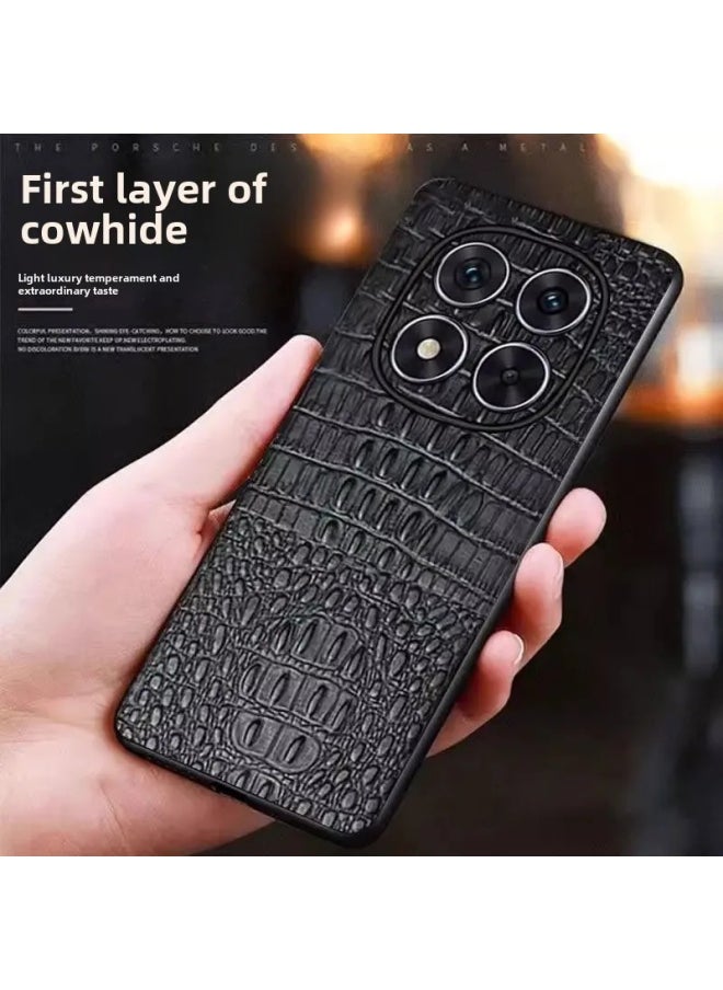 ماركة غير محددة - مناسبة للأرز الأحمر Note14Pro جراب هاتف نمط التمساح Note14 طبقة علوية حقيقية من جلد البقر للرجال دخول فاخر عالي الجودة اللون: [طبقة رأس حقيقية من جلد البقر نمط التمساح عدسة القهوة حافة الجلد]]-نموذج قابل للتطبيق: عدسة الأرز الأحمر Note14Pro الدقيقة ذات الثقب الدقيق - Image 1