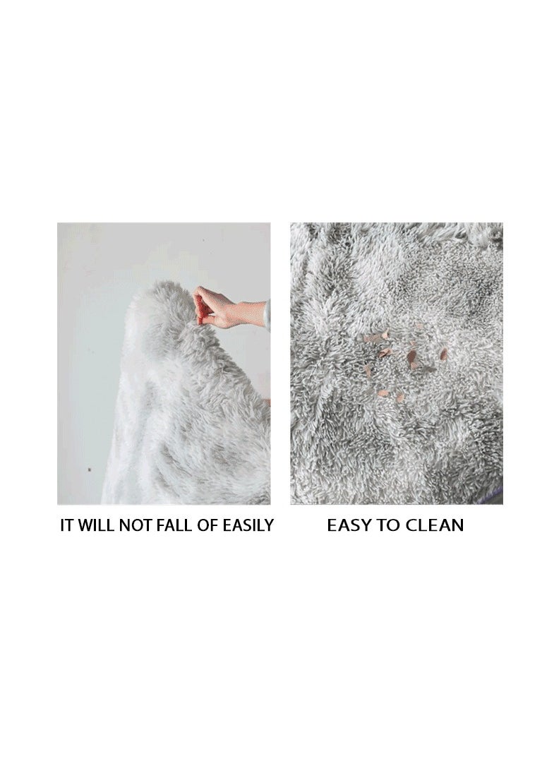 Mei Lifestyle - Modern Wool Fluffy Floor Mat Carpet with Anti slip High Pile Bottom with Upgraded Foam (Size 120×160CM), Rectangle - Image 1