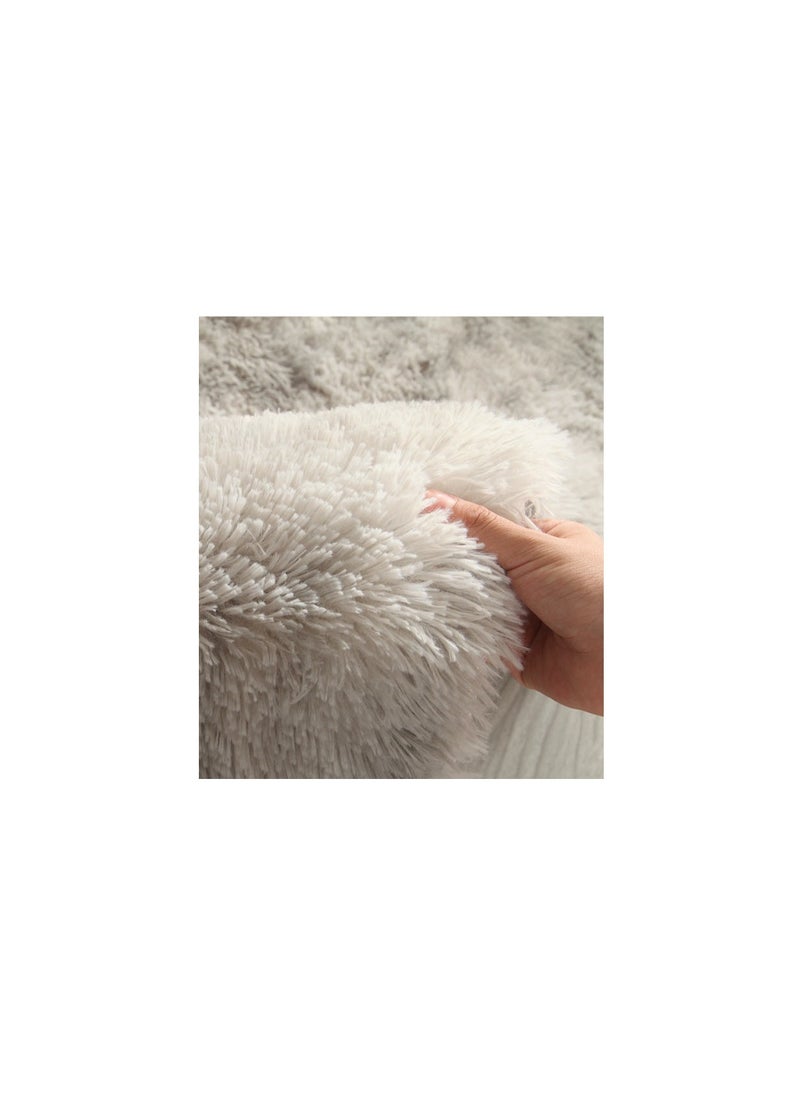 Mei Lifestyle - Modern Wool Fluffy Floor Mat Carpet with Anti slip High Pile Bottom with Upgraded Foam (Size 120×160CM), Rectangle - Image 1