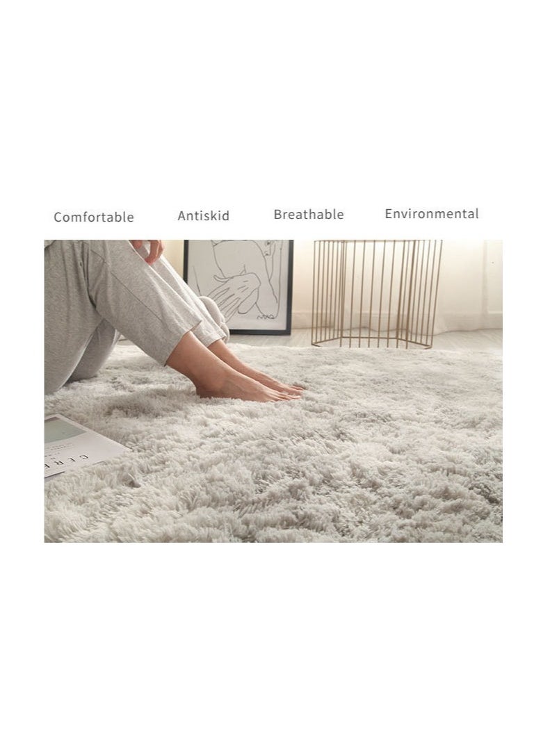 Mei Lifestyle - Modern Wool Fluffy Floor Mat Carpet with Anti slip High Pile Bottom with Upgraded Foam (Size 120×160CM), Rectangle - Image 1