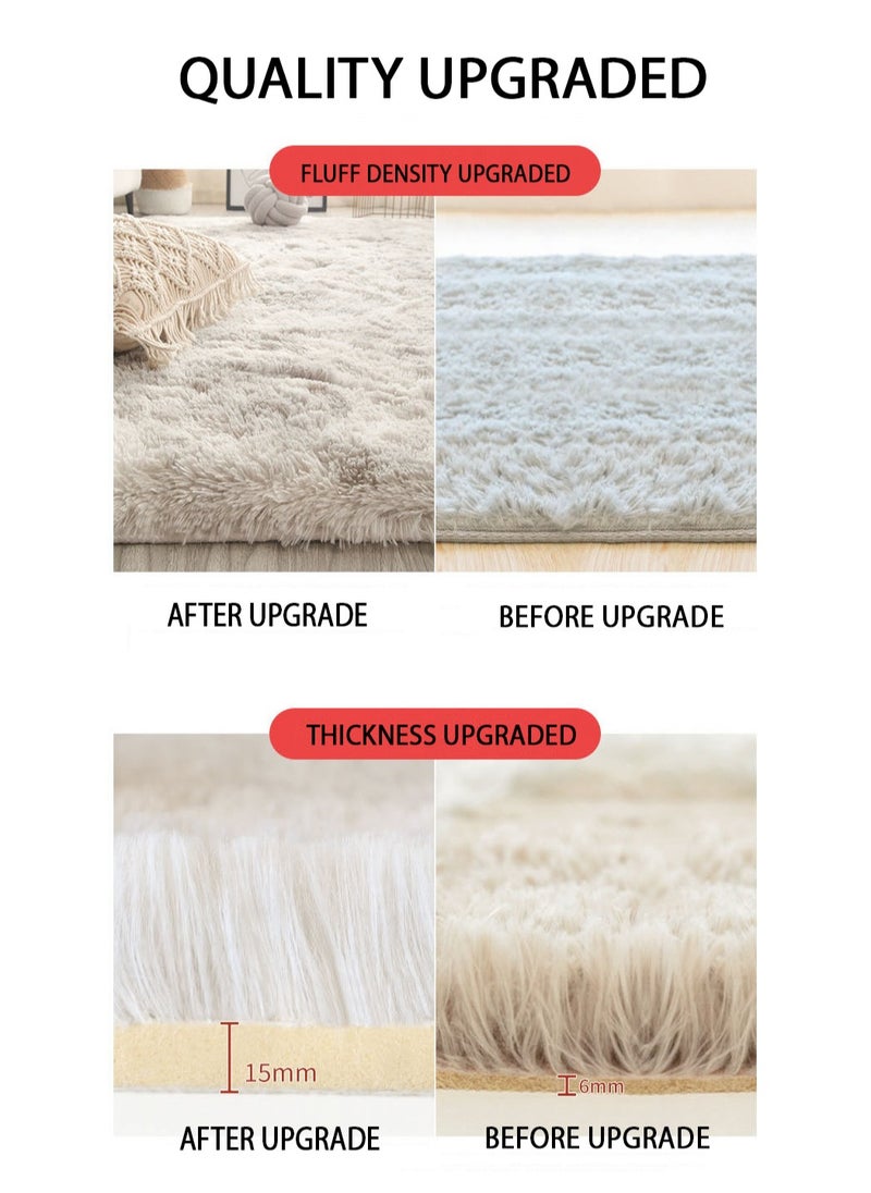 Mei Lifestyle - Modern Wool Fluffy Floor Mat Carpet with Anti slip High Pile Bottom with Upgraded Foam (Size 120×160CM), Rectangle - Image 1