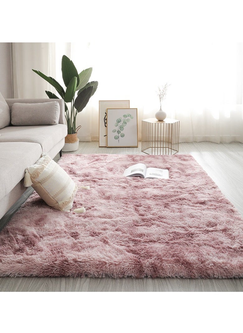Mei Lifestyle - Modern Wool Fluffy Floor Mat Carpet with Anti slip High Pile Bottom with Upgraded Foam (Size 120×160CM), Rectangle - Image 1