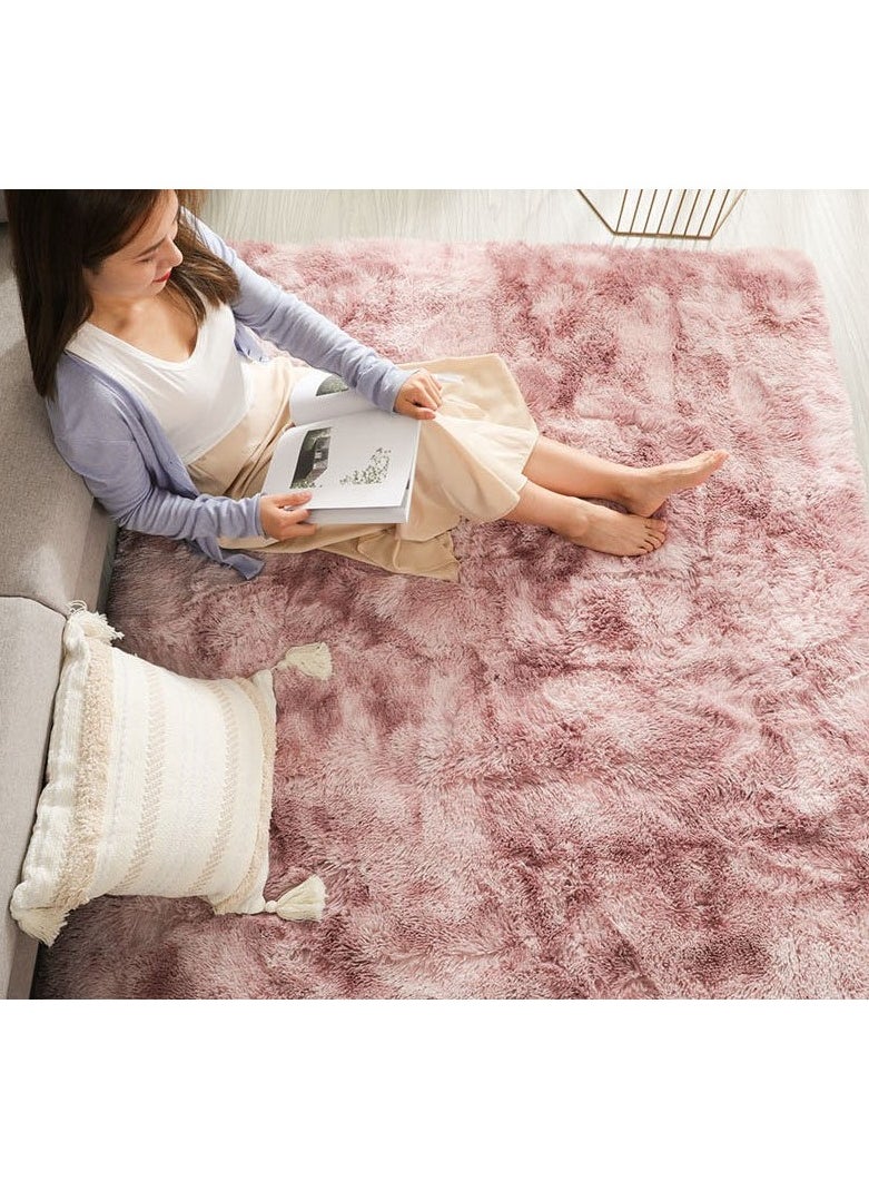 Mei Lifestyle - Modern Wool Fluffy Floor Mat Carpet with Anti slip High Pile Bottom with Upgraded Foam (Size 120×160CM), Rectangle - Image 1
