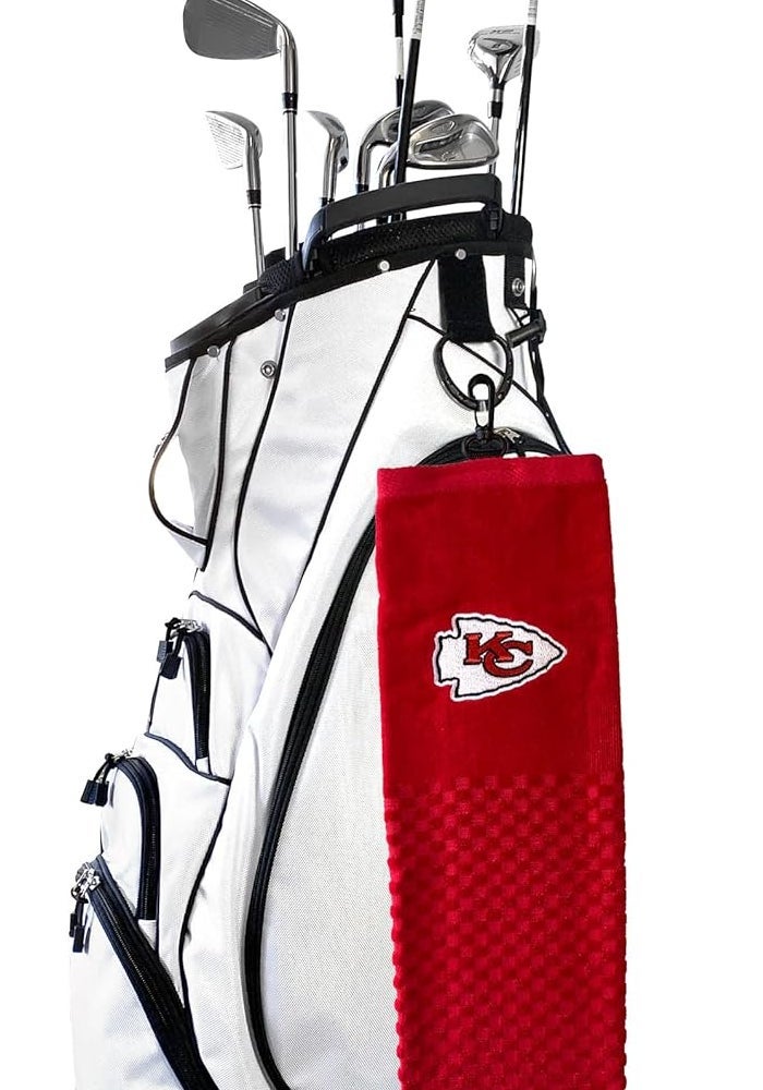 Team Golf NFL Kansas City Chiefs Embroidered Golf Towel with Checkered Scrubber Design - Image 2