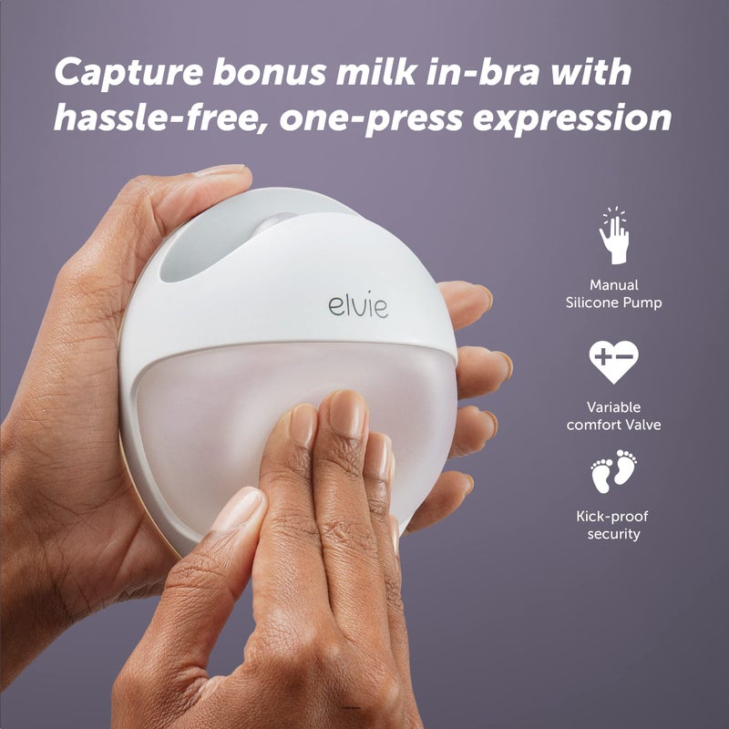 Elvie Curve Manual Wearable Breast Pump | Hands-Free, Kick-Proof, Portable Silicone Pump That Can Be Worn in-Bra for Gentle, Natural Milk Expression | Breast Feeding Essentials - Image 2