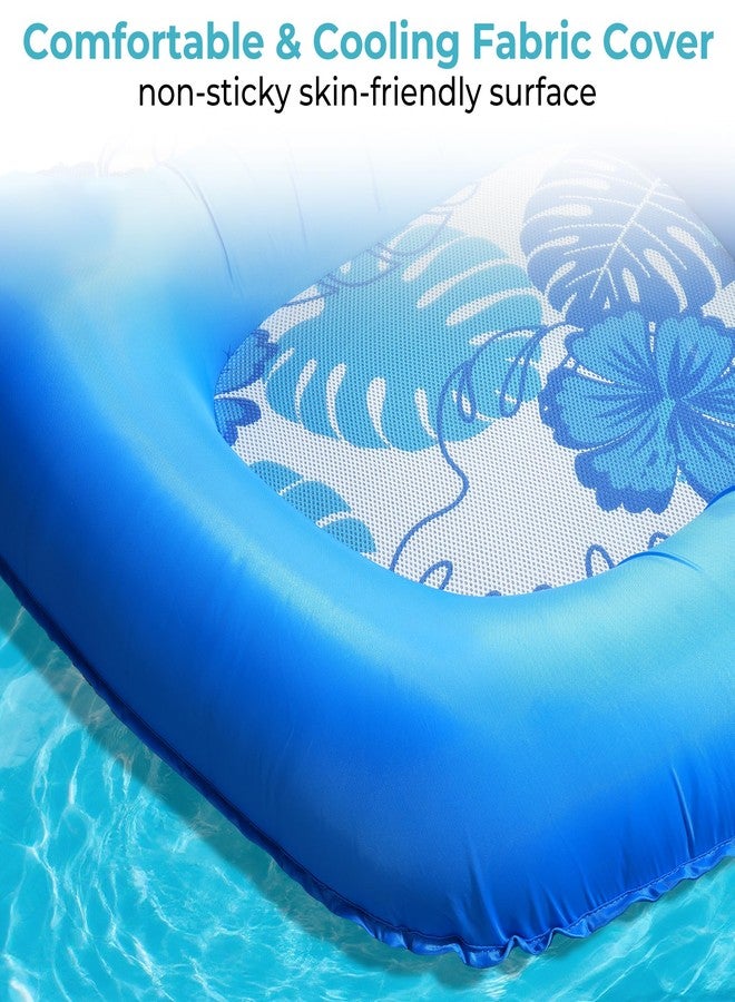 POOLACC Fabric Covered Inflatable Pool Lounger Float Adult, 70"x39" Extra Large Pool Float w/ UPF50+ Sunshade Canopy & Cupholder Caddy, Water Floaties Raft Recliner Chair for Pool Party Lake Beach-Blue - Image 4