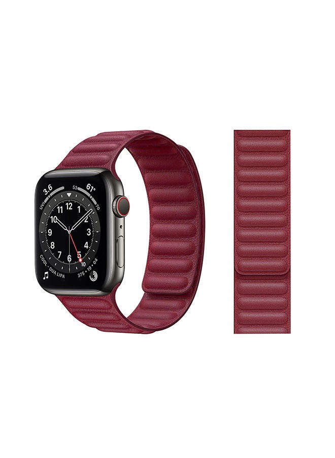 نيبمينينت سوار بديل من الجلد لساعة أبل سيريس 6/SE/5/4/3/2/1 أحمر
