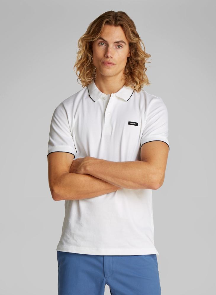 CALVIN KLEIN - Slim Stretch Cotton Pique Polo - Image 1