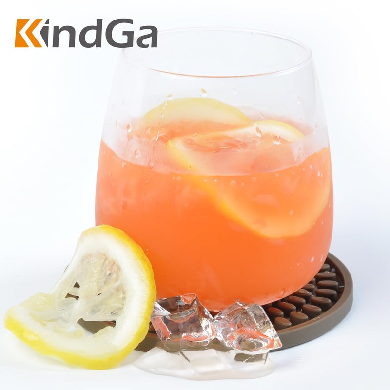 KindGa Coasters for Drinks Black, Absorbent Rubber Coaster Set, Silicone Drink Coasters for Large Mug/Cup/Bottle, Deep Tray 4.3 Inch Oval Shape Jar Opener Heat-Resistant Grips (Set of 8) - Image 5