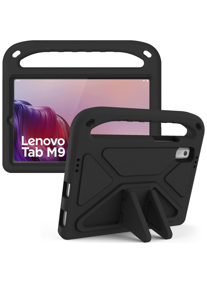 VKL Kids Case Compatible with Lenovo Tab M9 9.0 inch 2023 (TB-310FU/TB-310XU), Light Weight Shock Proof Handle Stand Kids Friendly Protective Cover Case EV A Tablet Case (Black)