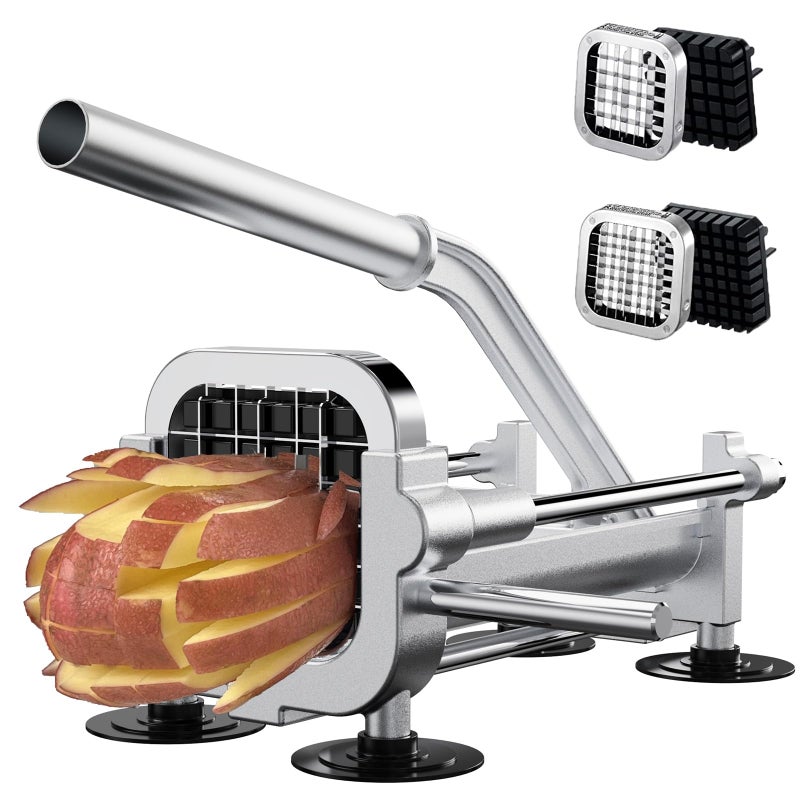 Eascandy French Fry Cutter, Heavy Duty Potato Slicer, Stainless Steel Potato Chopper Set with 1/2 and 3/8 Inch Blades for Sweet Potato, Carrot, Yam, Cucumbers. - Image 1
