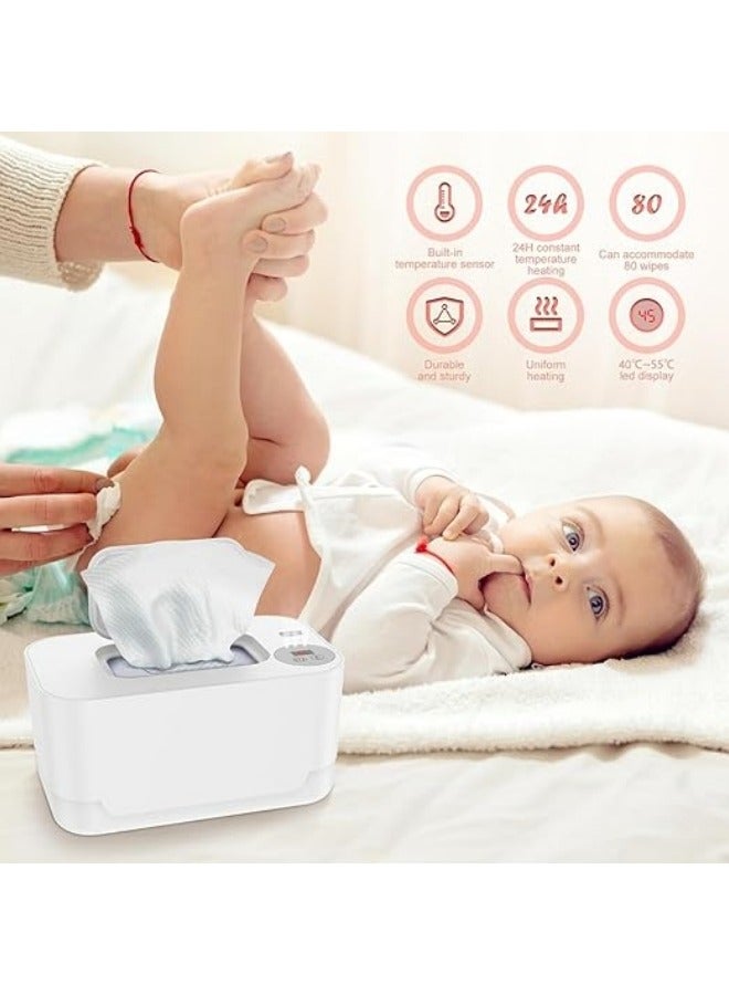 Baby Wipe Warmer, Thermostat Baby Wipe Heater, 40-55°C Adjustable Baby Wipes Dispenser Warmer, Wet Wipes Warmer Prevent Dry, USB Baby Wipe Warmer for Car Home Baby Nursery+A Pack Of Baby Wipes - Image 2