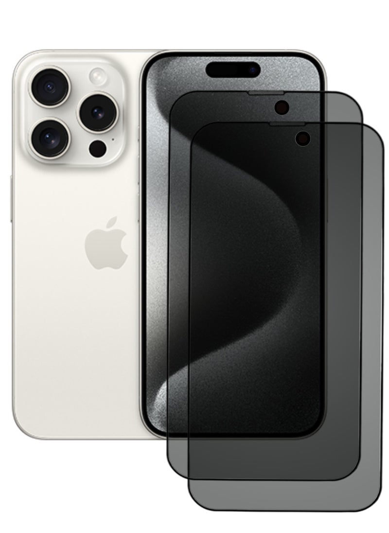 ACLIX 2 Pieces Antistatic ESD Dustproof Premium Quality High Definition Anti-Spy Privacy Tempered Glass Screen Protector Designed For  iPhone 15 Pro Max - Image 1