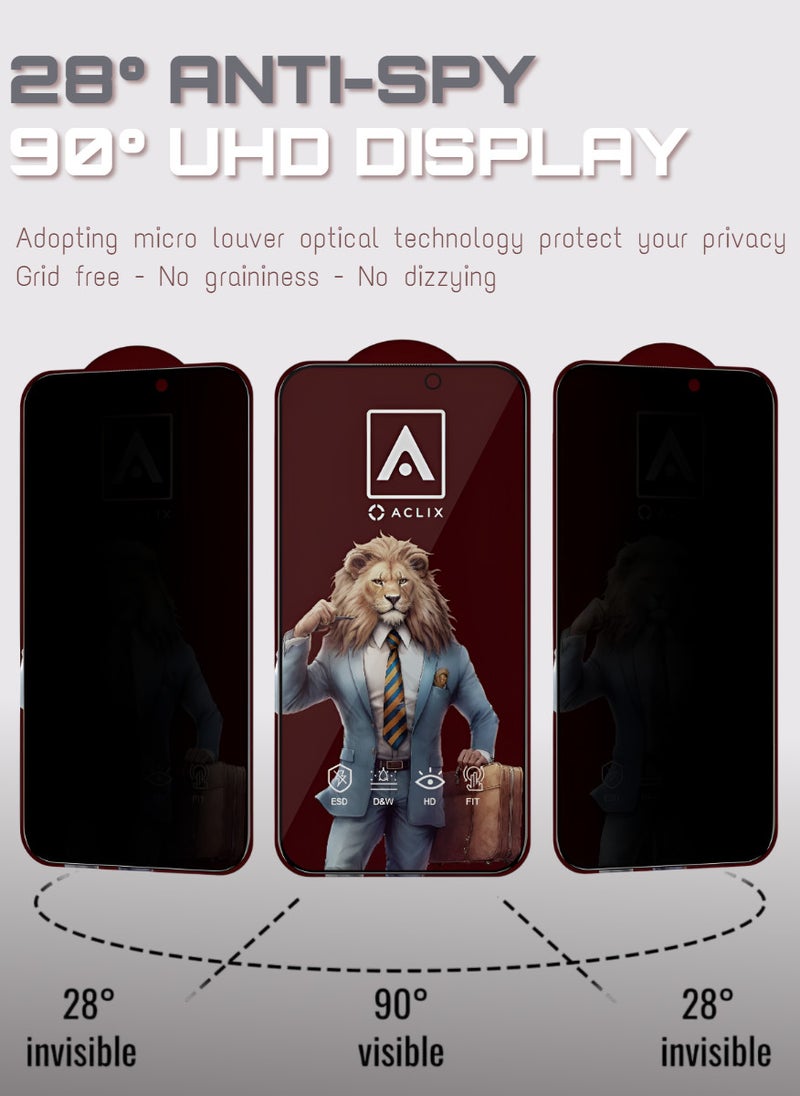 ACLIX 2 Pieces Antistatic ESD Dustproof Premium Quality High Definition Anti-Spy Privacy Tempered Glass Screen Protector Designed For  iPhone 15 Pro Max - Image 2