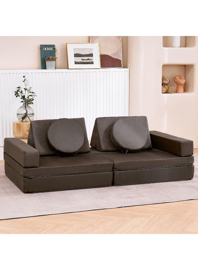 jela Jela Kids Extended Size Couch 10PCS With Futons - Floor Sofa Modular Furniture for Kids and Adults, Foam Play Couch, Sectional Sofa (Charcoal)  - Image 1