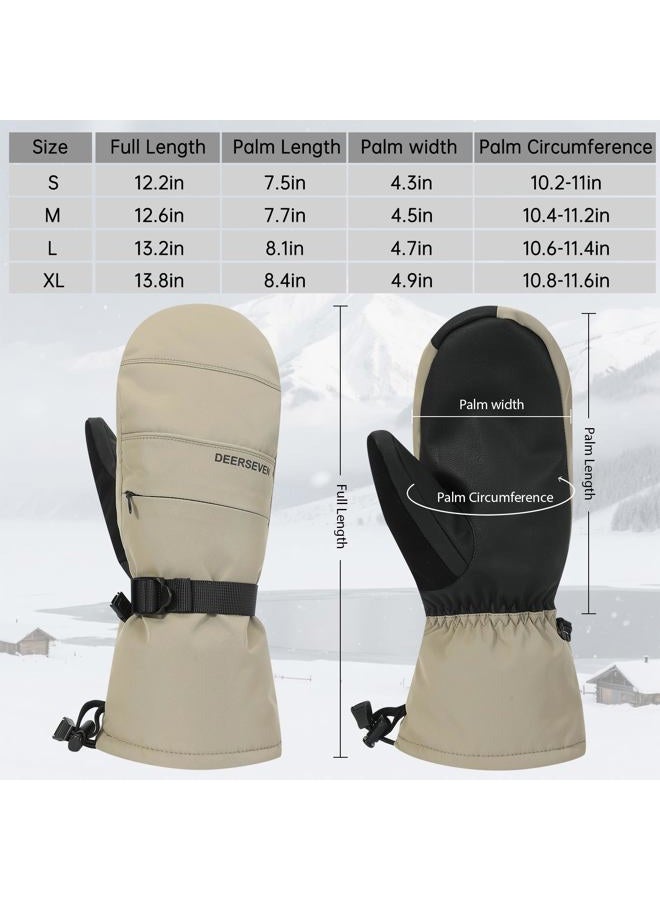OMECHY Winter Ski Mittens Men & Women Snow Warm Insulated Waterproof Windproof for Cold Weather and Snowboarding with Zipper Pocket - Image 3