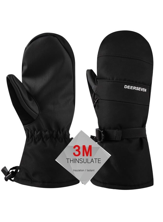OMECHY Winter Ski Mittens Men & Women Snow Warm Insulated Waterproof Windproof for Cold Weather and Snowboarding with Zipper Pocket - Image 1
