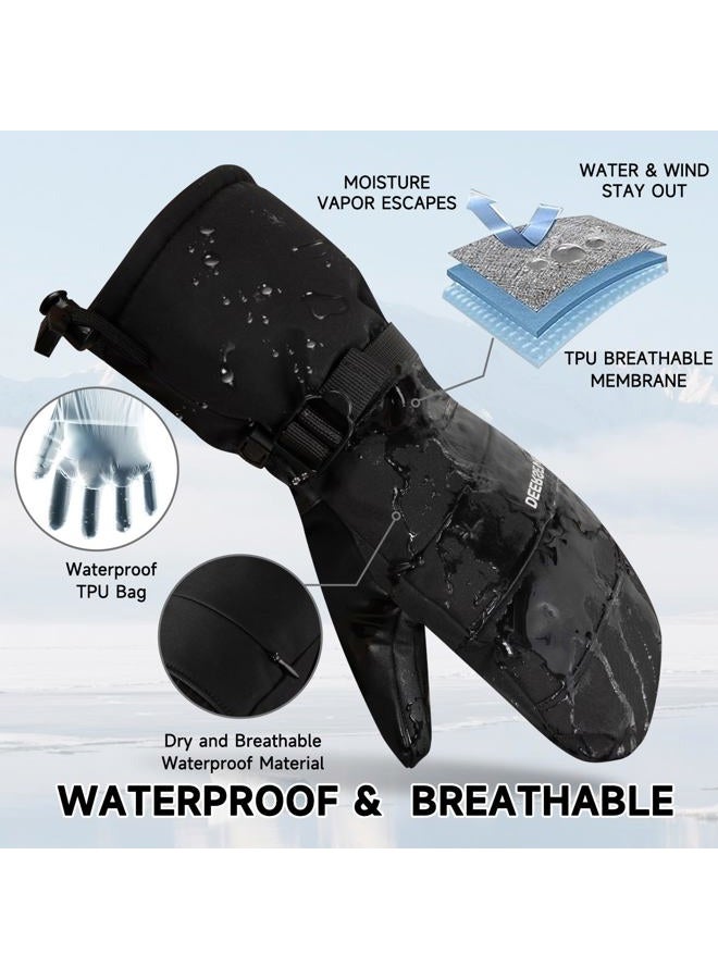 OMECHY Winter Ski Mittens Men & Women Snow Warm Insulated Waterproof Windproof for Cold Weather and Snowboarding with Zipper Pocket - Image 4
