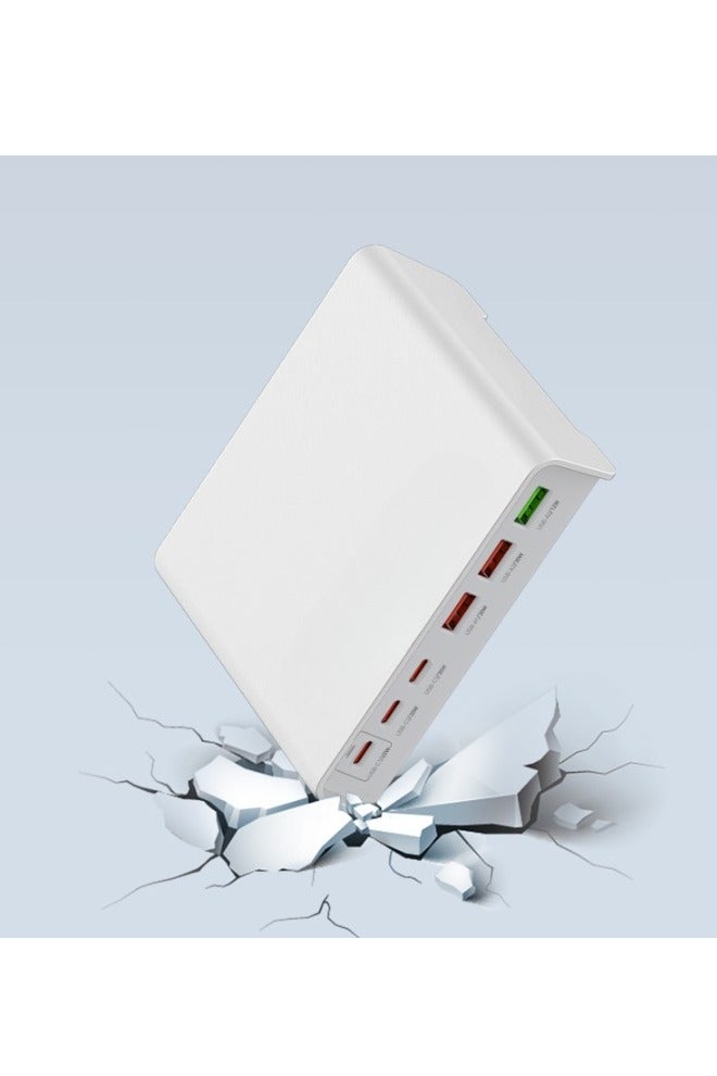 REBENUO 120w Desktop Charging USB hub 3 Port USB C 3 Port USB A Charging Station Fast Desktop Charging For iPhone Tablet Macbook Laptop White - Image 4