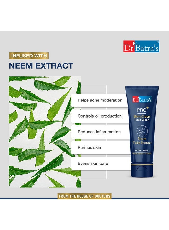 Dr Batra's Pro +Skin Clear Face Wash 100 Gm Enriched Withtulsineemaloe Vera Juice Gel Extracts Antibacterialhealthy Skin Sulphate Silicone & Soap Free Face Wash For Clear Skin 100G - Image 3