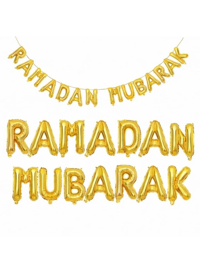 Gold Foil "Ramadan Mubarak" Balloon Set with Crescent Moon & Star - Ramadan Decoration - Image 5
