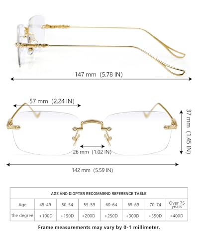 TERAISE Frameless Metal Reading Glasses for Men/Women Blue Light Blocking -Rimless Fashion Comfortable Computer Eyeglasses - Image 5