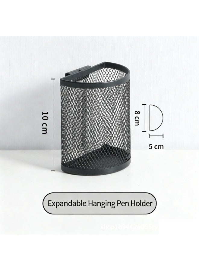A4 Stackable Metal Mesh Desk Organizer with 3 File Trays, Pen Holder, and Accessory Tray, Black - Image 3