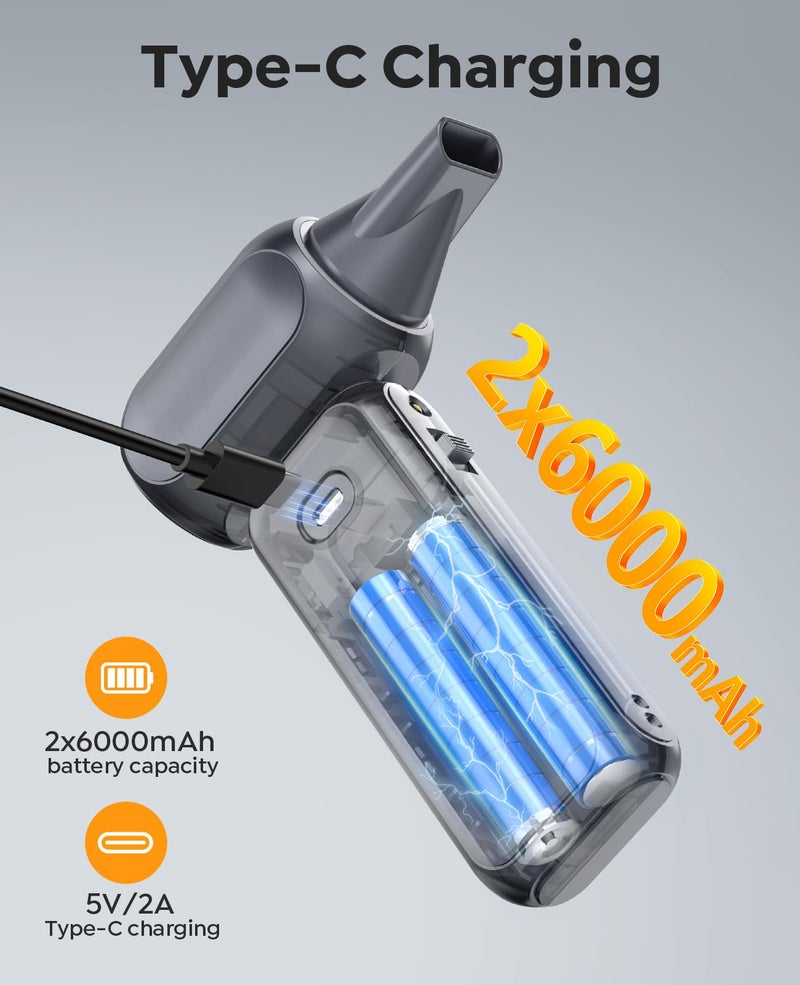 YUSMAN Compressed Air Duster, 300000RPM Super Power Electric Air Duster, 0-100 Adjustable Speed with LED Light, Powerful Electric Duster for Car Cleaning, Electronics & Outdoor Gear, Portable Turbo Blower - Image 5