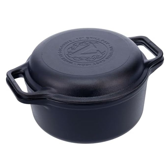 Victoria 6-Quart Cast Iron Combo Cooker, Combination Dutch Oven and Skillet, Made in Colombia, 2-Piece Set - Image 4