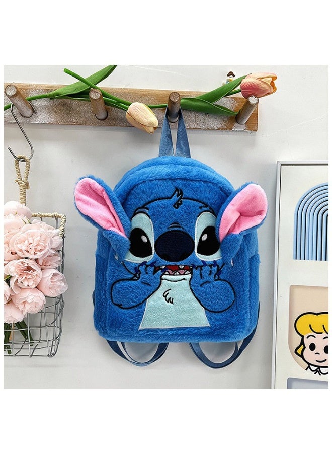 STITCH Blue Stitch pattern backpack, messenger bag, handbag, plush bag, children's decorative bag - Image 1