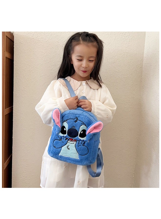 STITCH Blue Stitch pattern backpack, messenger bag, handbag, plush bag, children's decorative bag - Image 4